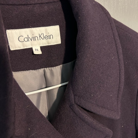 Calvin Klein Wool Trench Coat Size P4 - Picture 2 of 4